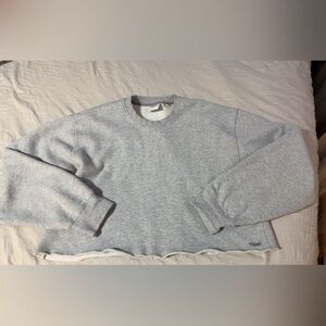 Women’s Grey TNA Cozy Fleece Perfect Fit Cropped Crewneck Sweatshirt